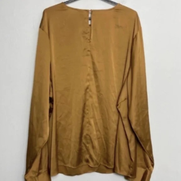 Worthington Satin Effect Gold Long Sleeve Blouse Women Size 3X Plus Career Work - Picture 4 of 6